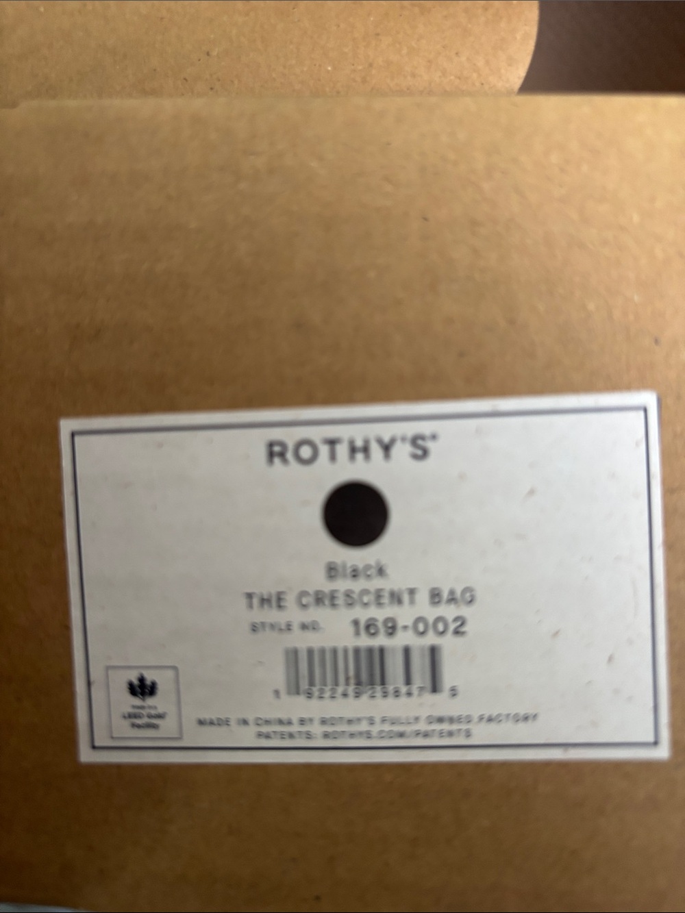 Rothy's Black Shoulder Bag with Tan Trim - Picture 5 of 5